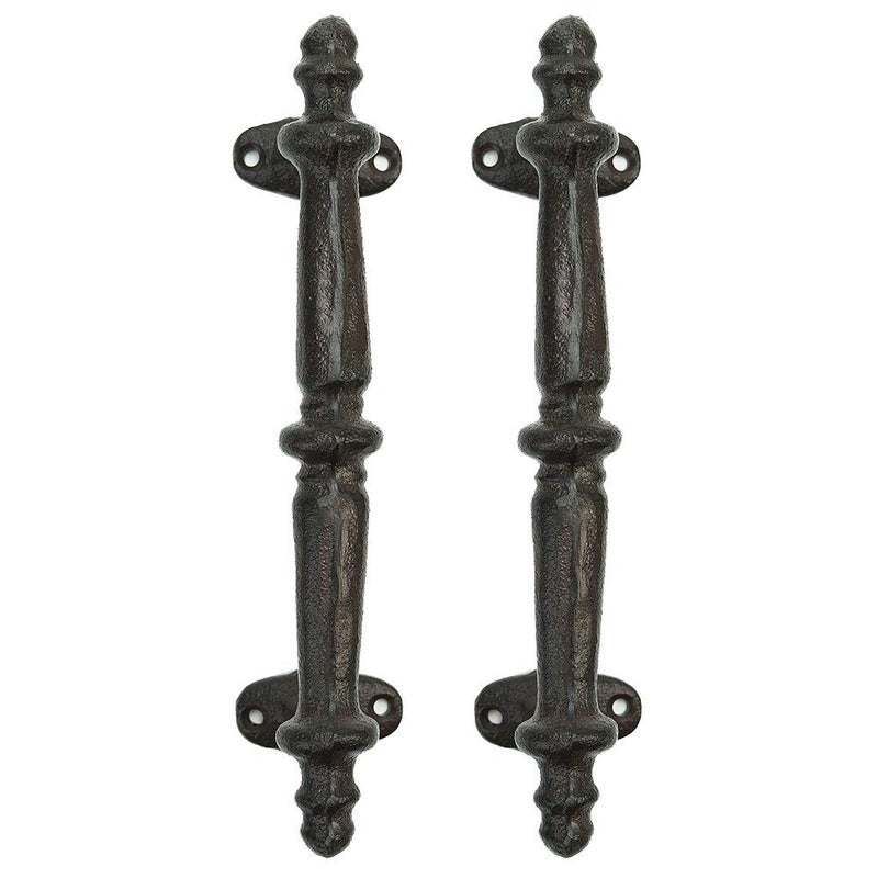 Sungmor 2PC Solid & Sturdy Cast Iron Cabinet Handles, Heavy Duty 9.3" Long Strong Rustic Metal Grab Bar Decorative Door Handles, Antique Farmhouse Fence Gate Garage Closet Drawer Sliding Door Pulls - Image 1